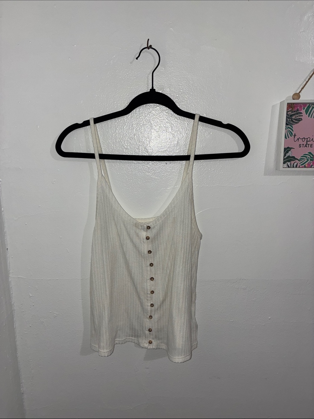 American Eagle Outfitters Cream Ribbed Button-Front sweater Cami